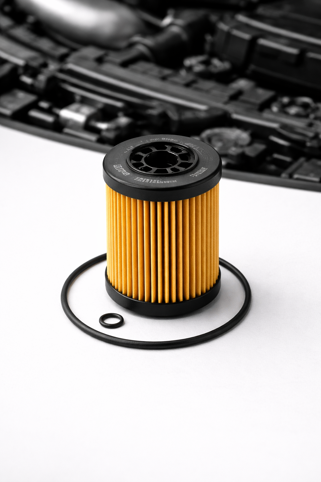 Bosch oil filter P7157 with O-ring, ready for installation in a Volkswagen or Audi engine, available at Dub Source Limited in Kingston, Jamaica.