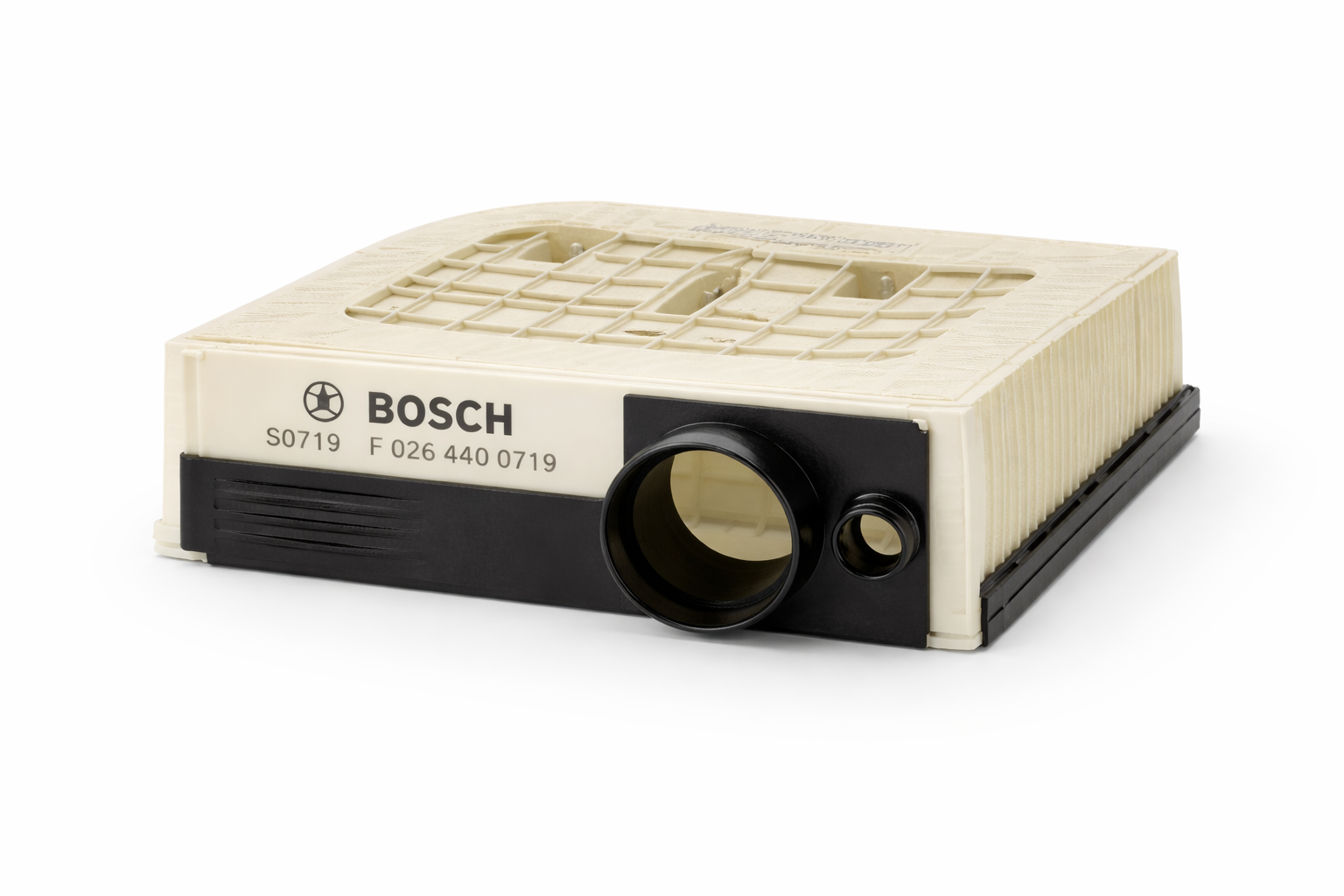 Side angle of Bosch S0719 engine air filter designed for 2.0L and 3.0L TFSI engines