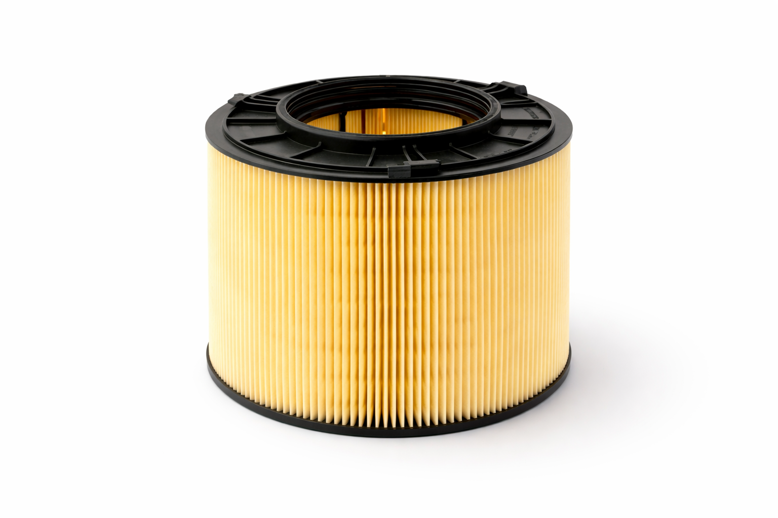 Three-quarter perspective view of a Bosch S0425 air filter showing pleated media.
