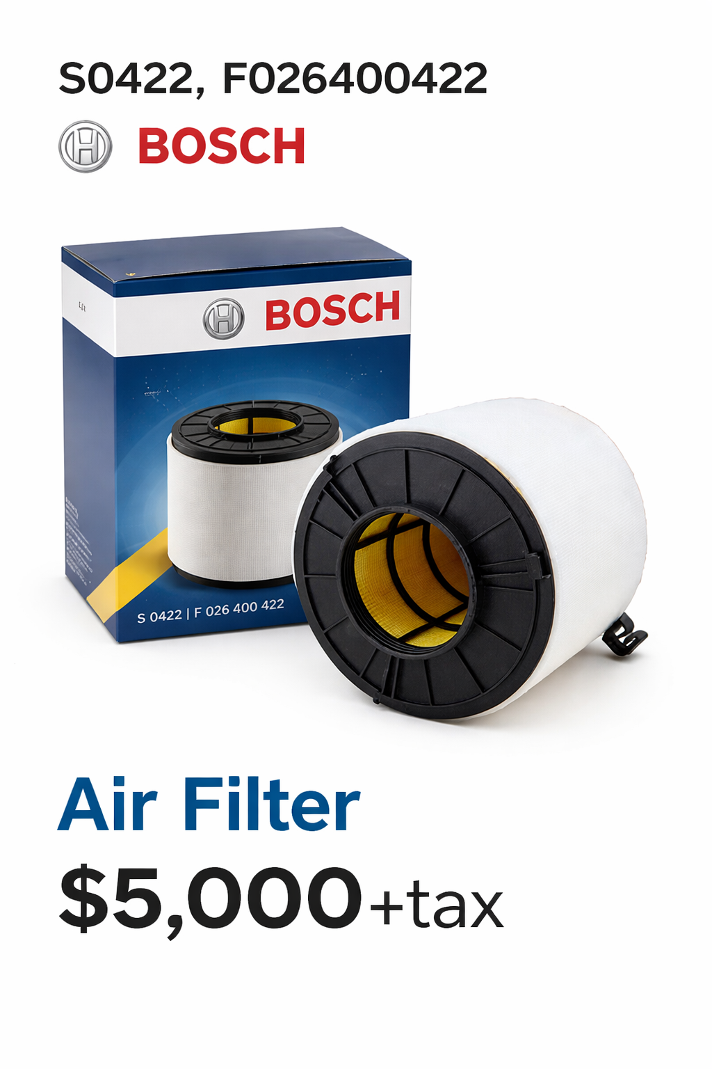 Bosch Air Filter F026400422 for Audi A4 A5 Q5 at Dub Source Limited Kingston