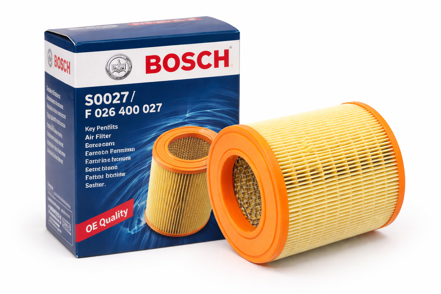packaging-and-product.png,"Bosch air filter S0027 F026400027 with packaging and product