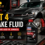 Dub Source Limited guide explaining DOT 4 brake fluid for Volkswagen and Audi vehicles in Jamaica