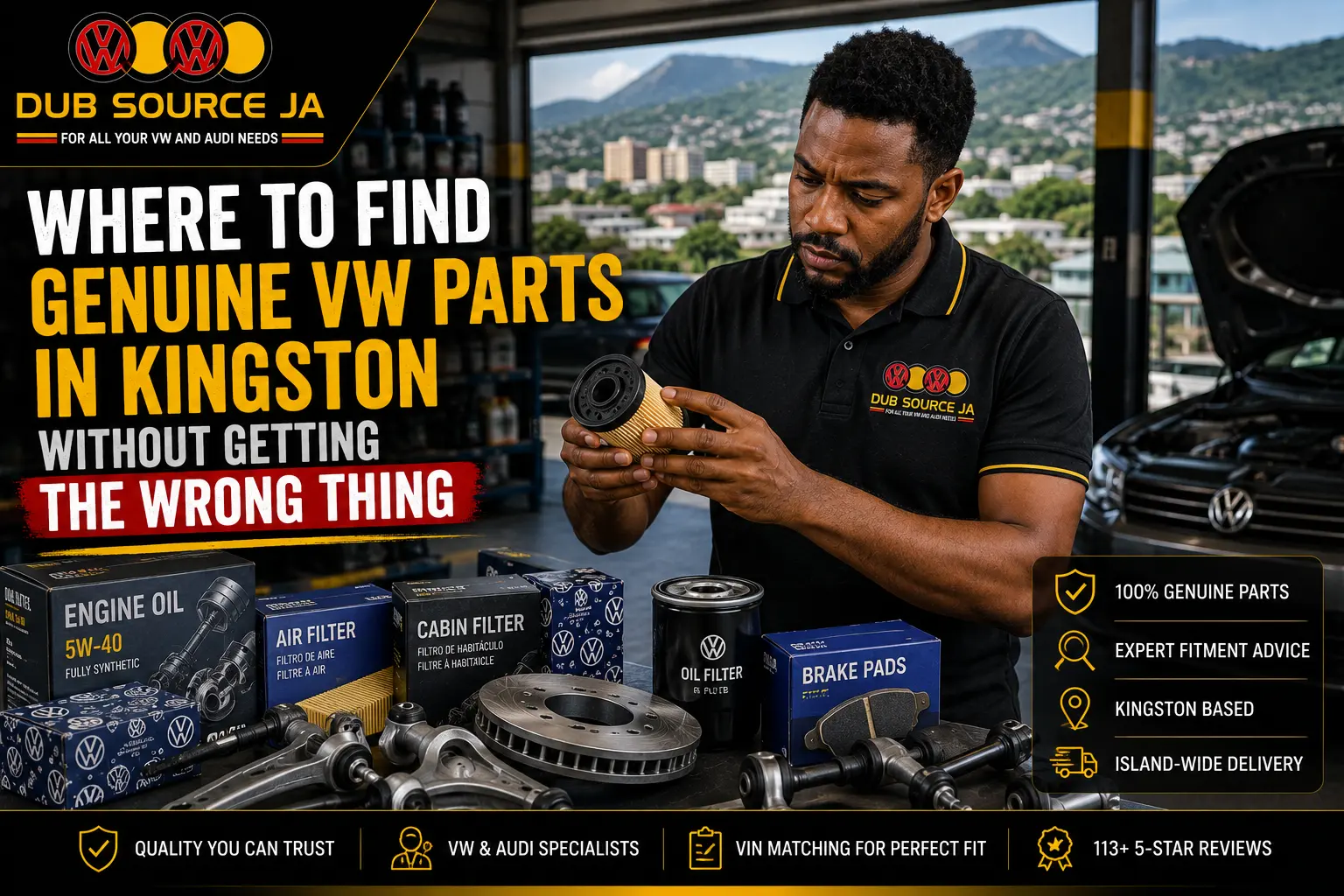 Dub Source Limited feature image showing genuine Volkswagen parts in Kingston, Jamaica