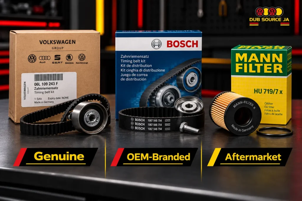 Comparison of genuine, OEM-branded and aftermarket replacement parts.